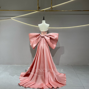 JFH74 Sexy Pink Crystal <b>Mini</b> Evening Ball Gown Party Dress With Oversized Bow - Product Image 2