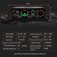 GPS Car Mounted HUD Head up Display Pengukur Ketinggian Kompas Kendaraan Off-road Meter Keseimbangan Kemiringan Horizontal