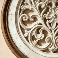 Décoration murale en bois sculpté rond vieilli style vintage, plaque murale florale en bois style ferme, décoration murale Shabby Chic pour entrée