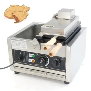 Máquina de gás elétrica comercial taiyaki 110v 220v, máquina do fabricante de waffle do peixe com 3 peixes