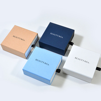 Boîte de rangement pour bijoux en carton recyclé écologique avec insert en velours, tiroir coulissant en papier, logo personnalisé, certifiée TUV, faible MOQ