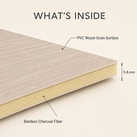 Revêtement mural en PVC imitation bois champagne, flexible, 5-8 mm, imperméable, panneau mural décoratif en bambou et charbon de bois pour la décoration