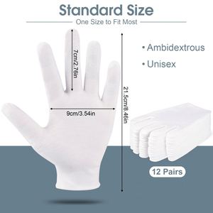 Gants en coton blancs pour femmes, 70 paires, personnalisables avec logo, pour mains sèches, sommeil et eczéma, expédiés depuis notre entrepôt aux États-Unis - Product Image 2