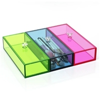 Boîte de rangement rectangulaire en acrylique avec couvercle, couleur variée, en promotion