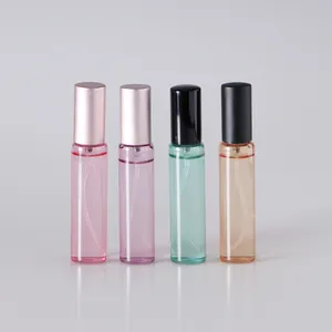 Tube glass pink round travel refillable packaging 10ml perfume glass spray bottle with box