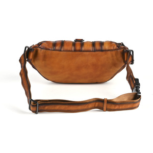 Sac banane en cuir véritable marron pour homme, style moto, multi-poches, usage quotidien, été 2025 - Product Image 4