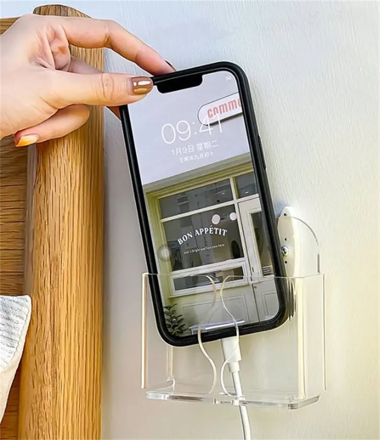 Kotak pemegang ponsel akrilik terpasang di dinding
