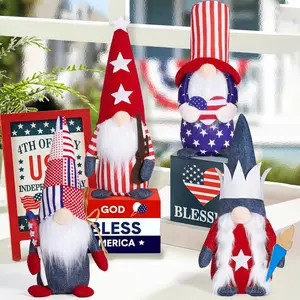 7月4日Gnomes National Patriotic Gnomes American USA flag Plush Elf Memorial Day Decorations Independence Day Gift