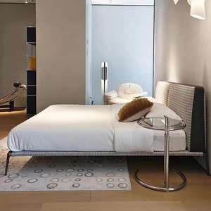 Modern Design Bedroom Furniture Hotel King Size <b>Double</b> <b>Bed</b> Set Grey Velvet Tufted Cushioned Queen <b>Storage</b> Up-Holstered <b>Beds</b> - Product Image 2