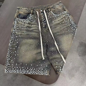 <span class=keywords><strong>Pantaloncini</strong></span> in Denim da Uomo con Strass, Stile Vintage, Personalizzati, del Produttore di Denim <span class=keywords><strong>Streetwear</strong></span> - Product Image 2