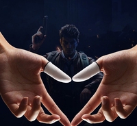 Sarung Jari Gaming Mewah Serat Kaca Perak Es Sutra Sarung Tangan Gaming Bernapas Anti-keringat 2 Pasang dalam Kemasan Kaleng