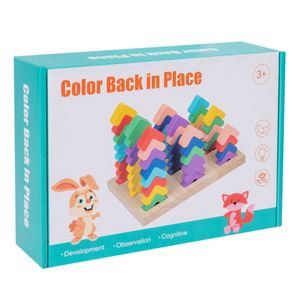 Interesante Juego de Rompecabezas de Desarrollo Temprano para Niños, Bloques de Construcción de Madera con Forma de Arcoíris - Product Image 6