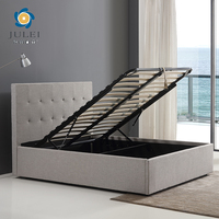 Cadre de lit avec rangement relevable, espace de rangement profond, lit en bois avec rangement inclinable à 45 degrés