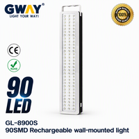 Lampes d'urgence LED SMD 90 avec batterie au lithium, montage mural, lumière d'urgence portable 9W, 800 lumens, lampe pour la maison