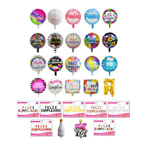 Vente chaude 18 pouces forme ronde feuille imprimé ballons espagne <span class=keywords><strong>joyeux</strong></span> <span class=keywords><strong>anniversaire</strong></span> ballons en aluminium gonflables pour la décoration de fête - Product Image 1