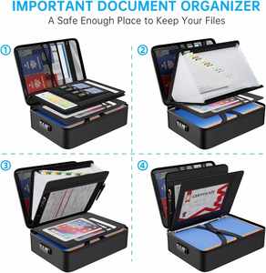 Large Capacity Hard Case Waterproof Fireproof <b>File</b> Organizer Safe Document Storage Home Office Travel <b>Folder</b> Briefcase - Product Image 3