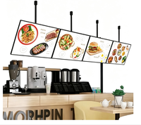 Boîtes lumineuses publicitaires LED à cadre noir suspendues avec panneaux d'affichage de menu modulaires pour restaurants, cafés, vente en gros