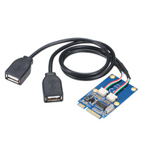 Mini carte adaptateur PCI-E vers USB extension d'interface USB 2.0 à double port pour accessoires informatiques de carte mère d'ordinateur portable