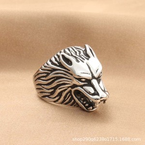 Animal Wolf <b>Head</b> Ring Stainless Steel Men's Retro Punk <b>Style</b> Jewelry Gift - Product Image 2