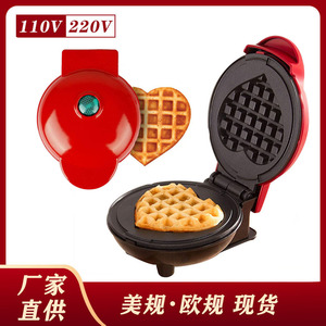 <b>Waffle</b> Maker Round 110V Non-Stick Cooking Surface Breakfast <b>Machine</b> Electric Heating Mechanical Control Red Color - Product Image 5