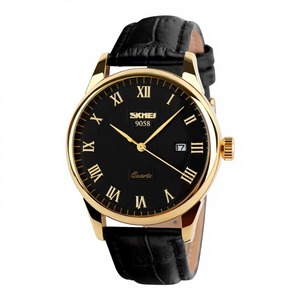 Montres-bracelets en cuir étanches à mouvement à quartz avec grand cadran simple et calendrier pour hommes et femmes - Product Image 4