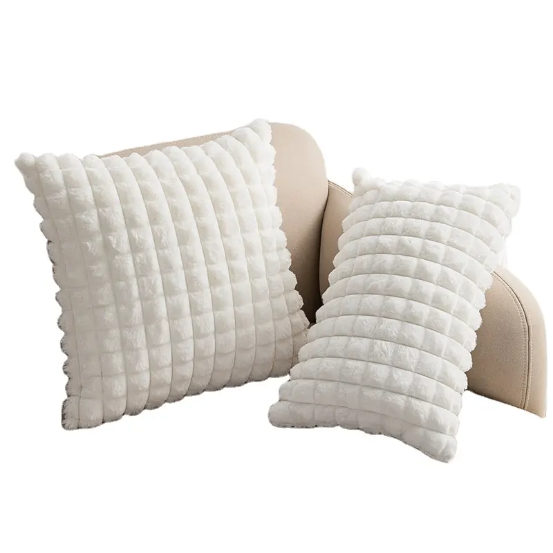 Rabbit Hair Cut Pattern Plaid Pillowcase Plush Sofa Cushion Cover Cross-border Throw Pillow Cover