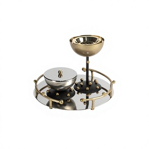 Ensemble de supports de brûleur d'encens Bakhoor de luxe couleur or noir bureau chambre parfum musc gingembre parfum encens porte-encens - Product Image 1