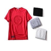 T-shirts pour hommes en coton biologique 100% avec impression 3D en relief, logo personnalisé en relief