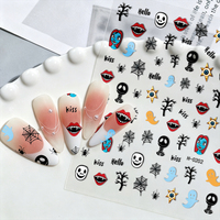 Autocollants 3D d'Halloween effrayants en gros : Fantômes, Lèvres de vampire, Toiles d'araignée – Décorations adhésives pour ongles DIY