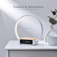 Nachttischlampe mit Uhr und Kabelloser Ladestation, LED-Schreibtischlampe, Sonnenaufgang-Wecker, Touch-Steuerung