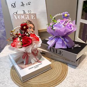 Cesta de Flores Pequeña de Lujo, Rosa Artificial de Seda, Diseño en Relieve, Regalo Duradero <span class=keywords><strong>para</strong></span> Parejas, Boda al Aire Libre - Product Image 2