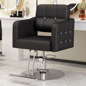 Silla de Barbero Ergonómica Clásica Portátil con Reposapiés y Rotación de 360 Grados, Cuero Sintético para Salón de Belleza y Spa - Product Image 1