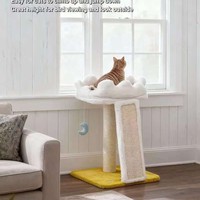 Promotion : Tour d'escalade pour chat multi-styles, mignonne, avec griffoir et plateforme de saut tout-en-un, en panneau de densité blanc résistant à l'usure