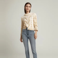 Pull à câble en feuille métallique pour femmes, col rond, manches longues, pull épais d'hiver
