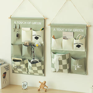 Bolsa de almacenamiento de pared de algodón, rectangular, sin perforaciones, gran capacidad para llaves, teléfono, artículos diversos, montaje en puerta de dormitorio - Product Image 5