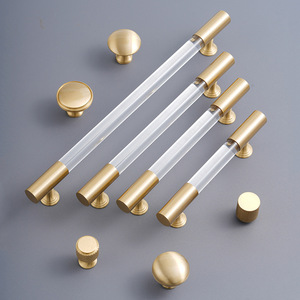 Brass Acrylic Handle 8820 Single Hole For Wardrobe <b>Door</b> Mount <b>Light</b> Luxury Style - Product Image 1