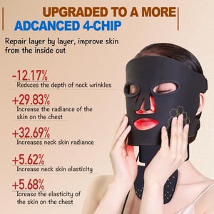 Masque facial LED infrarouge en silicone à 4 lumières différentes pour la thérapie par la lumière, masque anti-âge complet 4 dimensions à lumière rouge - Product Image 2