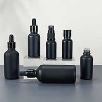 Bouteille d'huile essentielle noire givrée mate 10ml 20ml 30ml 50ml Flacon compte-gouttes en verre noir avec bouchon compte-gouttes noir