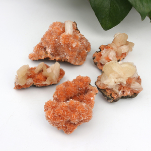 Natural Orange Indian Apophyllite and Stilbite Zeolite Cluster Crystal Mineral Specimens - Product Image 1
