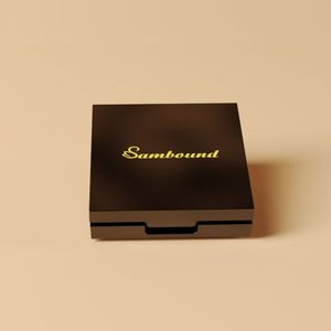 Caja cosmética compacta de maquillaje cuadrado acrílico dorado superventas, plástico biodegradable vacío con diseño estampado espejo - Product Image 6