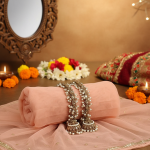 <b>Gold</b> Plated Crystal Stone and Pearl Ethnic <b>Bangles</b> <b>Set</b> for Women Wedding Party Jewelry with Hinduism Religious Significance - Product Image 3
