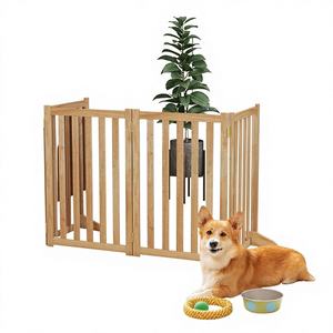 Valla de Seguridad Plegable Sólida para Mascotas, Moderna, Ecológica, de Madera, de 30 Pulgadas de Altura, Independiente, con 2 Patas de Soporte - Product Image 1