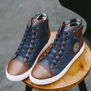 Wholesale Fashion Trendy High Top Casual Sport Shoes <strong>Leather</strong> Boots Comfort Breathable Men's Canvas <strong>Sneakers</strong> - Product Image 3