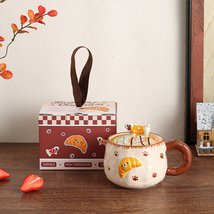 Taza de Cerámica con Diseño de Cachorro, Taza de Café con Forma de Pan, Taza de Regalo para Cumpleaños, Té, Latte - Product Image 3