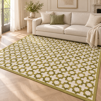 Tapis Marocain à Motif Géométrique en Polyester Tufté à la Main Tapis Vert Clair d'Inspiration Vintage pour Salon Chambre à Coucher