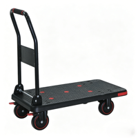 Chariot à plateforme pliable en plastique noir 60*90cm, robuste, manuel, capacité de charge 400kg, chariots à main