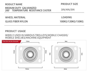 Mittelschwere 3 ZOLL 4 ZOLL 5 ZOLL Hochtemperatur-Glasfaser-Nylonräder, Beständig bis 180 Grad °     Bäckereiwagen-Ofenrollen - Product Image 5