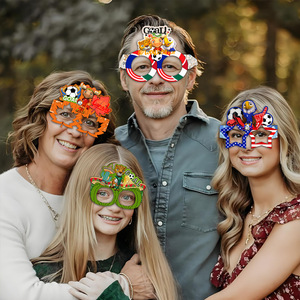 Occhiali di <span class=keywords><strong>Carta</strong></span> con Manico per Festa a Tema USA-Canada-Messico 2026, Accessori per Foto e Decorazioni a Tema Calcio - Product Image 1