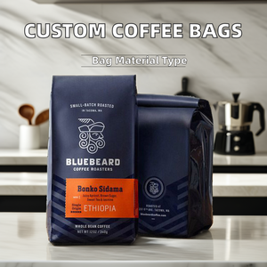 Sacchetti Personalizzati <span class=keywords><strong>in</strong></span> PE con Fondo Piatto per Confezionamento Caffè, Buste con Zip Facili da Aprire 250g 500g 1kg per Alimenti e Chicchi di Caffè - Product Image 5