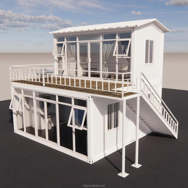 Luxury Two Layer Flat Pack Container House Detachable Villa With Balcony High End Modular Living Home for Resort Development